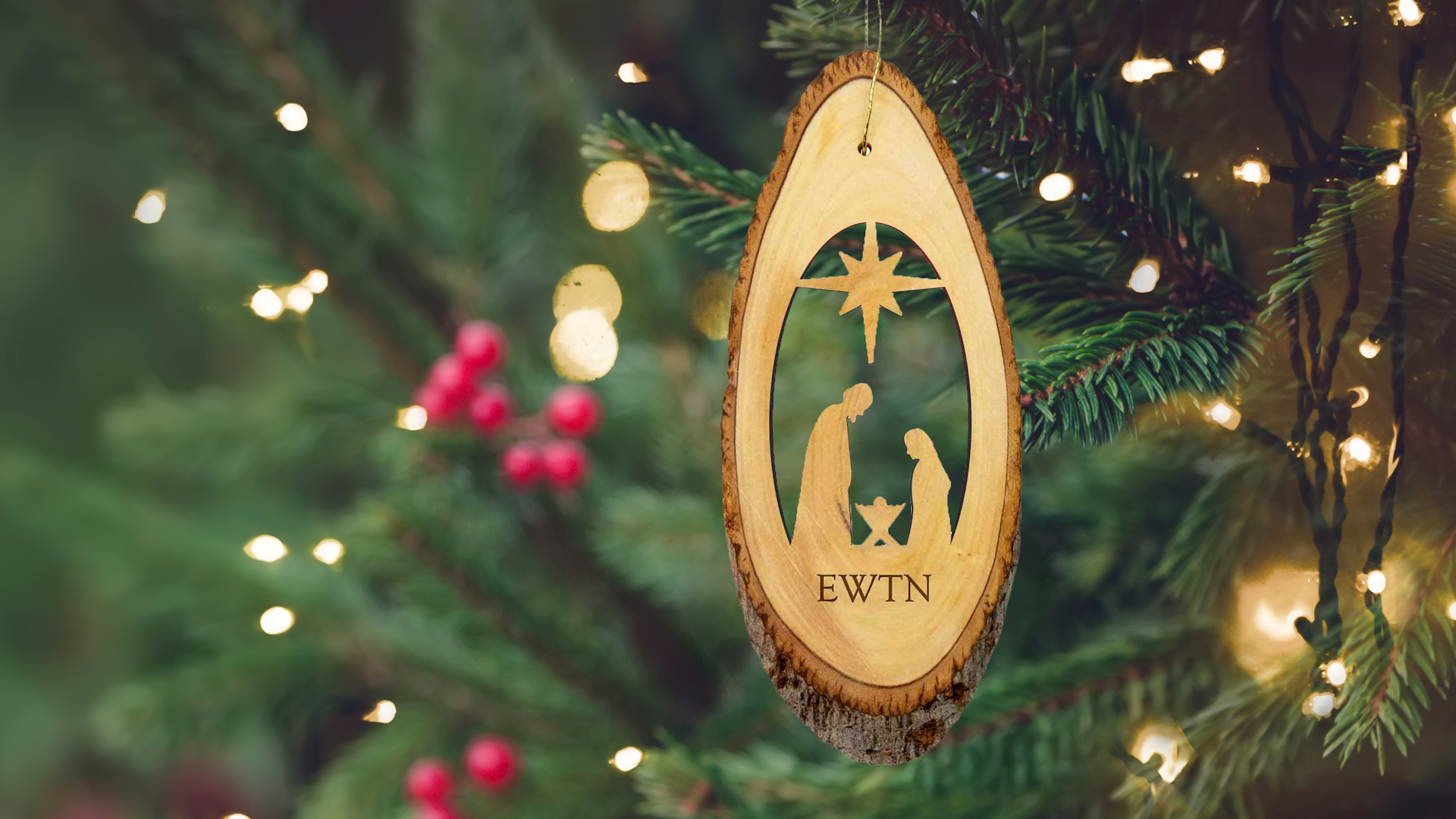  EWTN 2024 Olive Wood Nativity Christmas Ornament